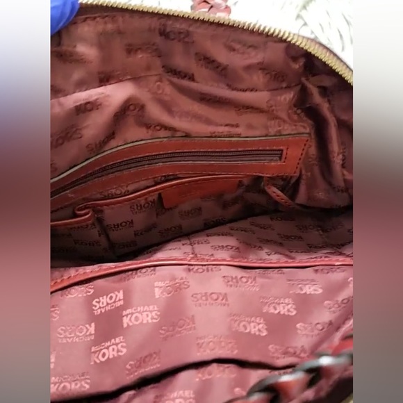 Michael Kors Astor Burgundy Leather with Goldtone Grommets Shoulder Bag - Picture 7 of 11